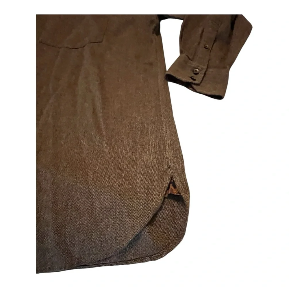 Tommy Hilfiger Men’s Brown Button Down‎ Shirt XL Contrast Cuffs 100% Cotton